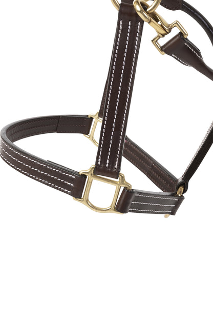 Huntley Leather Triple Stitch Halter with snap Full H