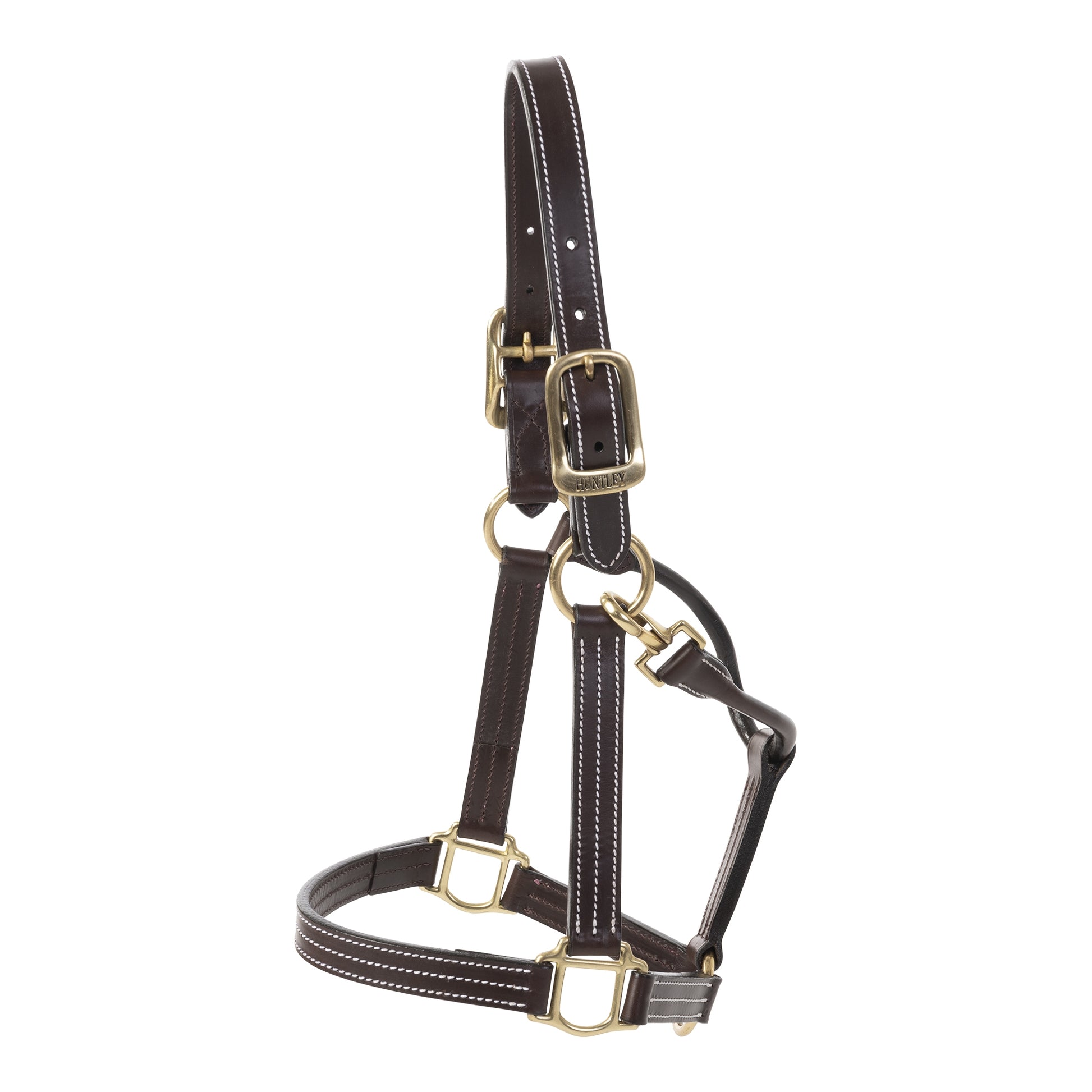 Huntley Leather Triple Stitch Halter with snap Full H