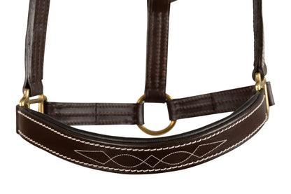 Huntley Fancy StitchLeather Pad Halter Full Havana
