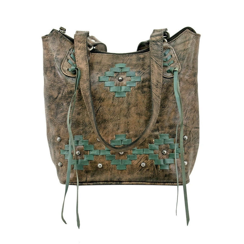 American West Tribal Weave Zip Top Bucket Tote