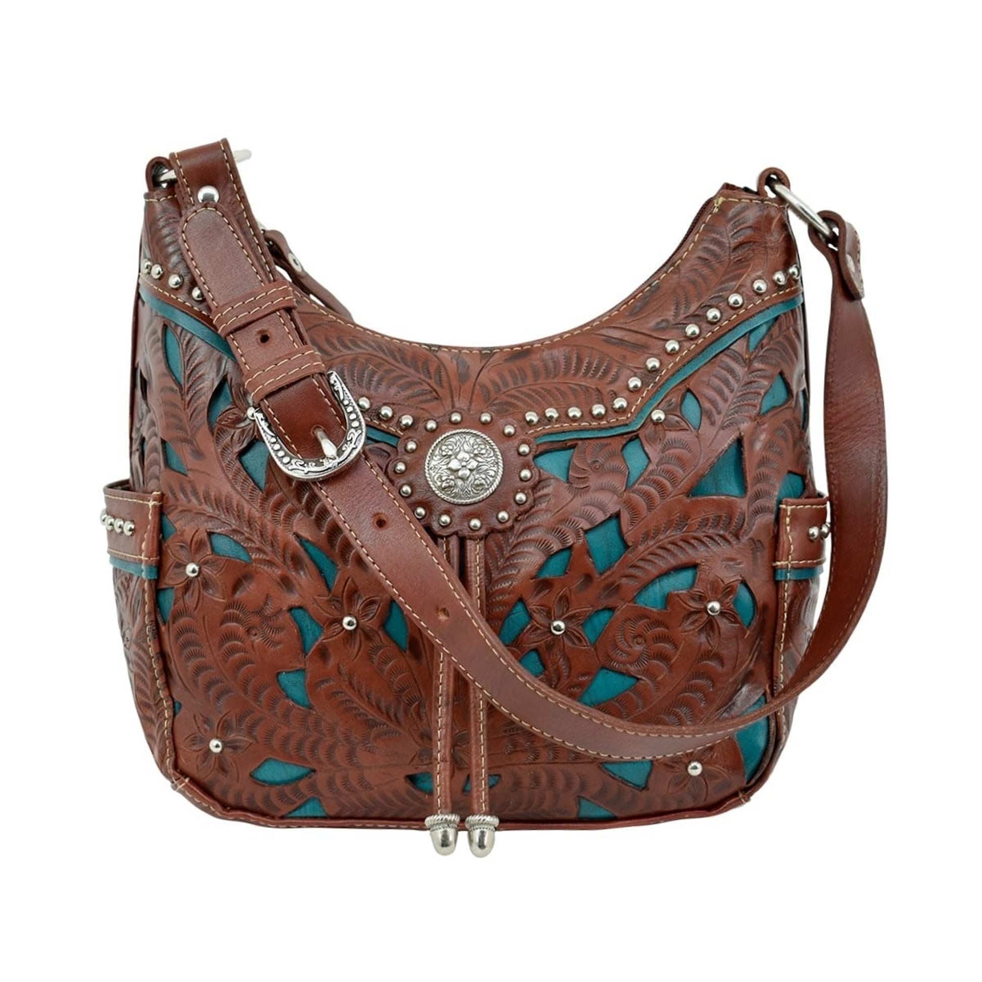 American West Lady Lace Zip-Top Everyday Hobo With 2 Side Pockets