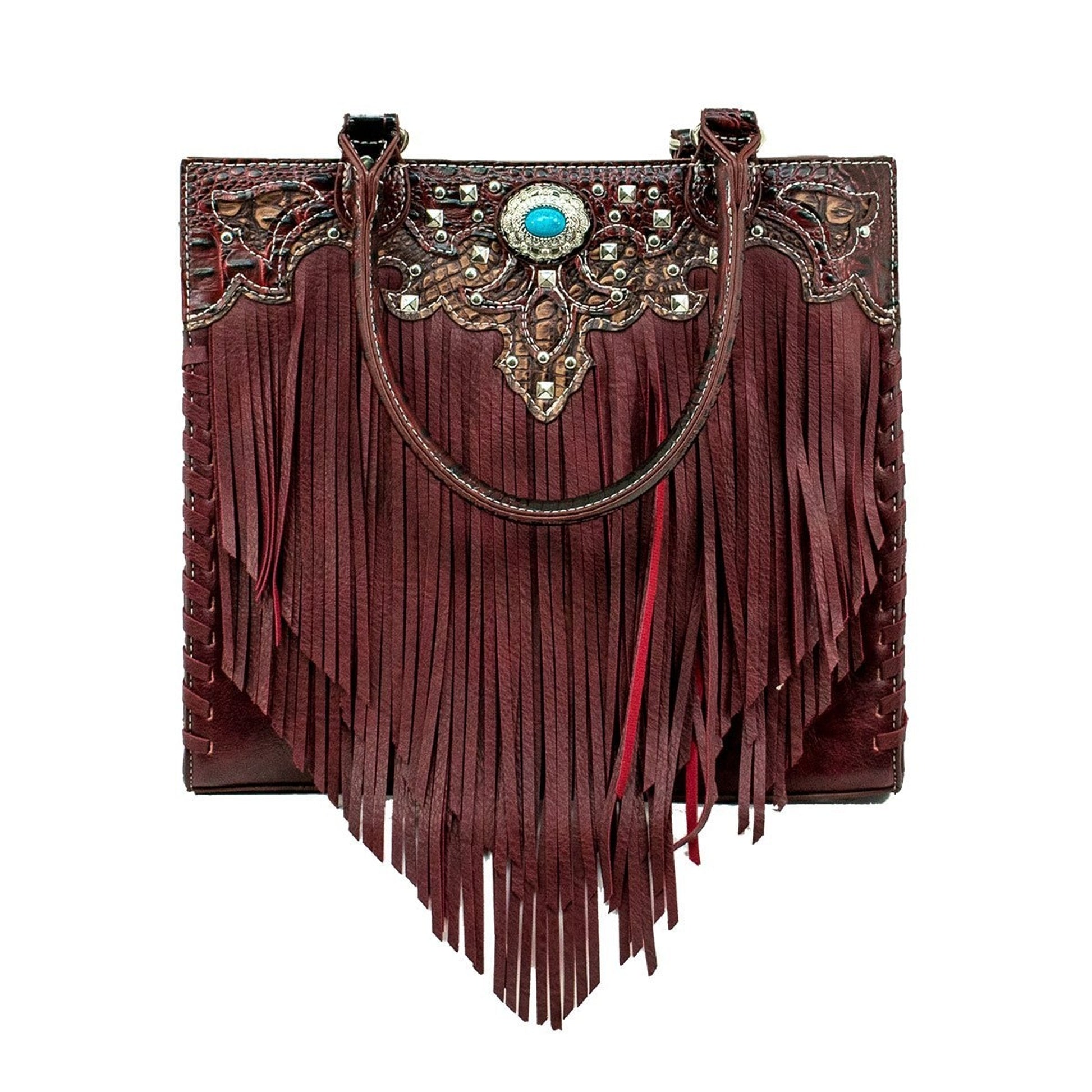 Bandana Zip Top Tote with Fringe