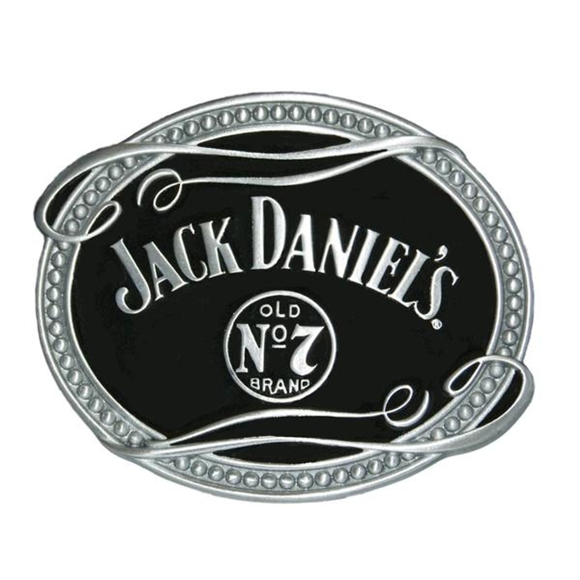 Jack Daniel's Oval Beaded Filigree Belt Buckle 4x3