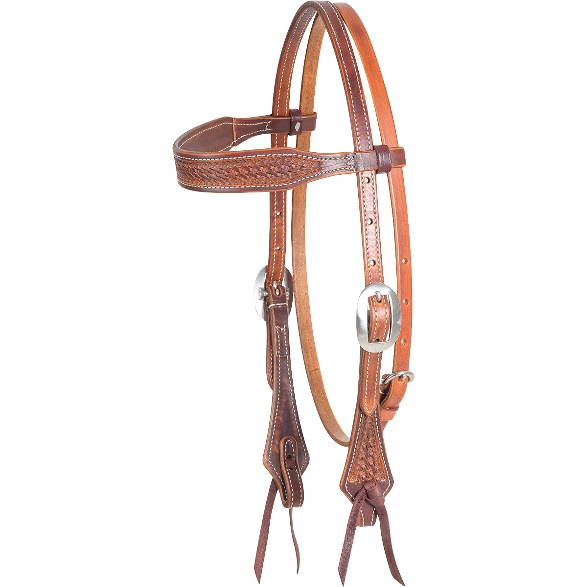 Martin Saddlery Antiqued Tooled Mini Basket Browband Headstall