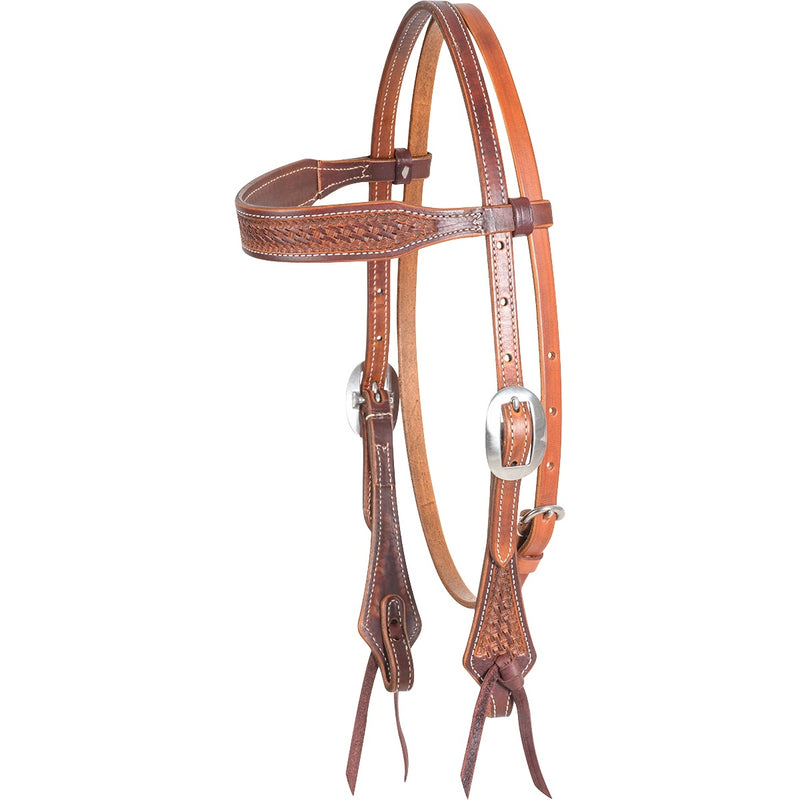 Martin Saddlery Antiqued Tooled Mini Basket Browband Headstall