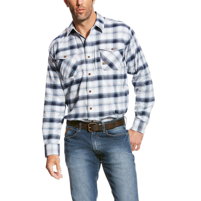 Ariat Mens DuraStretch Rebar Long Sleeve Flannel Work Shirt
