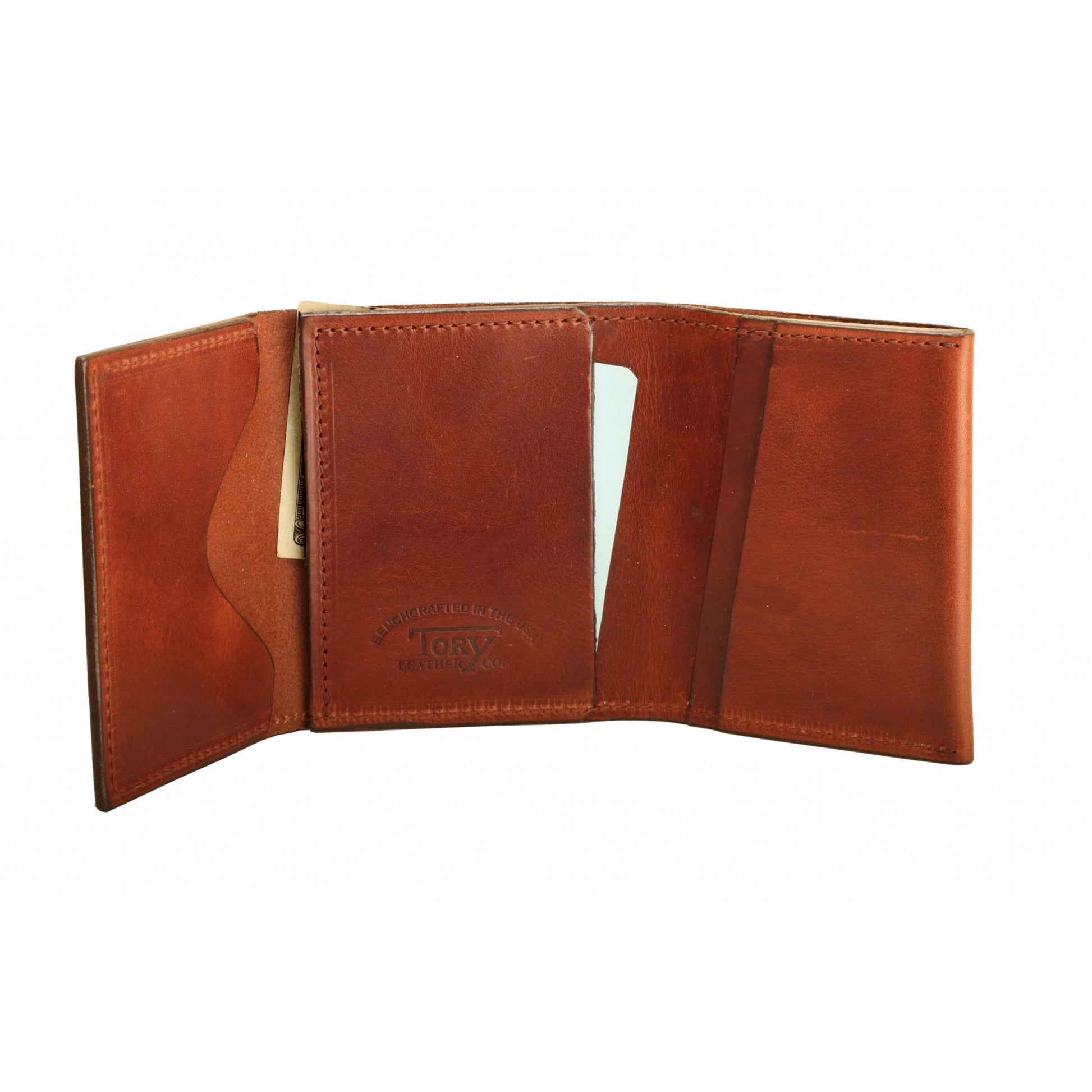 Tory Leather Trifold Wallet with Removable Card Window