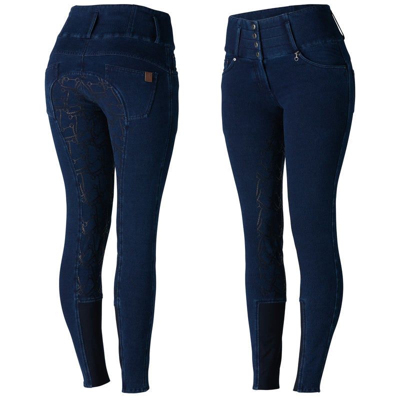 Horze Ladies Kacy Denim Winter Full Seat Breeches
