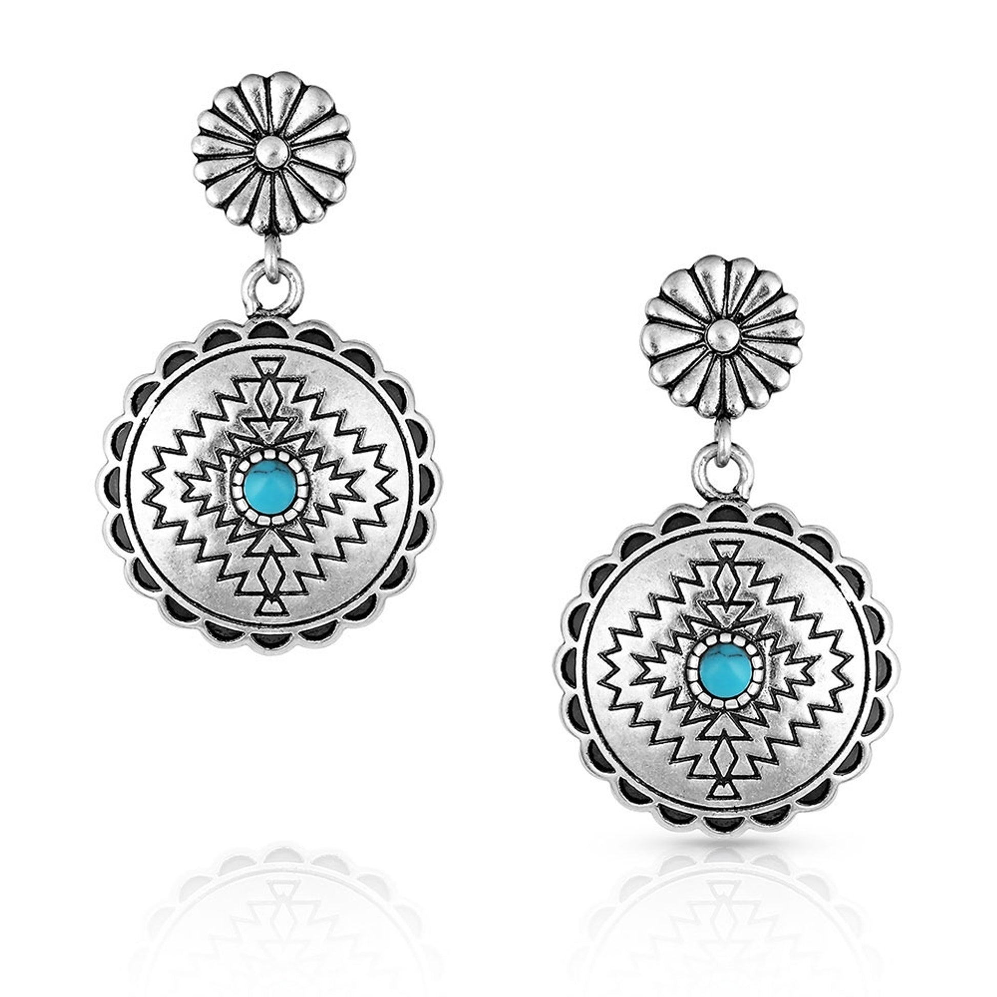 Montana Silversmiths Center of the Storm Turquoise Coin Earrings