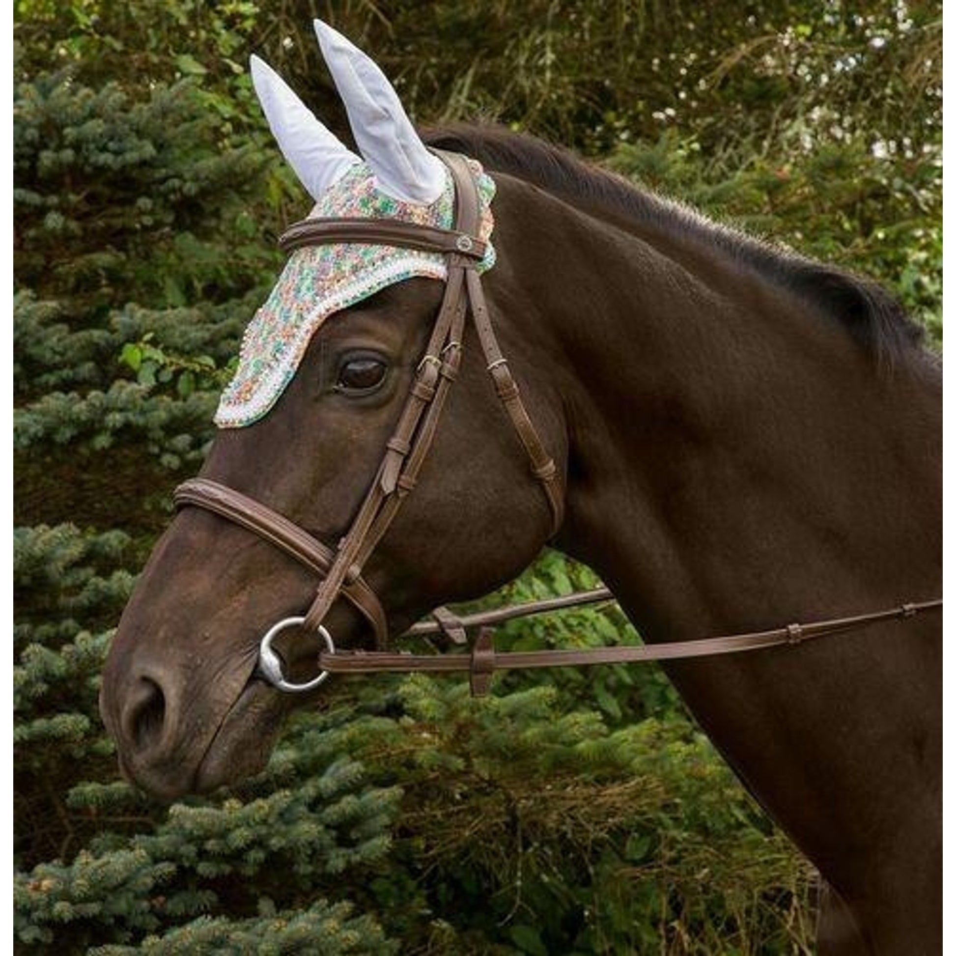 Equine Couture Rainbow Fly Bonnet With Crystals