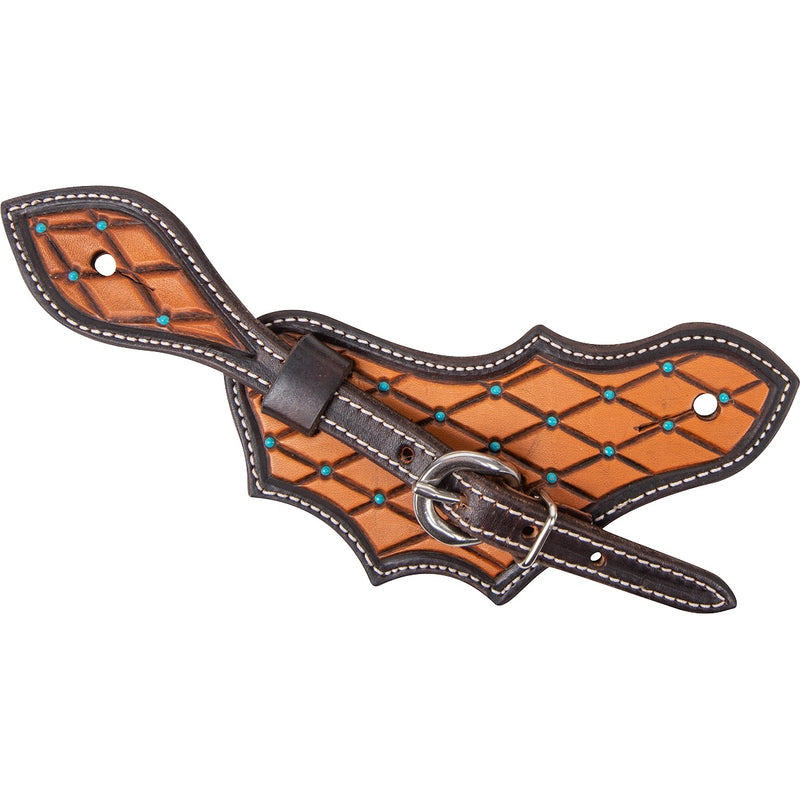 Martin Saddlery Oak Leaf Spurstraps with Dyed Edge and Quilted Tooling Dots