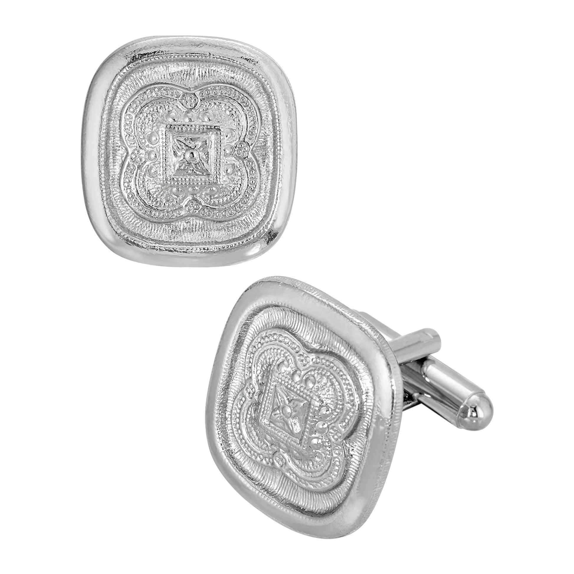 1928 Jewelry Square Clover Ornate Cufflinks