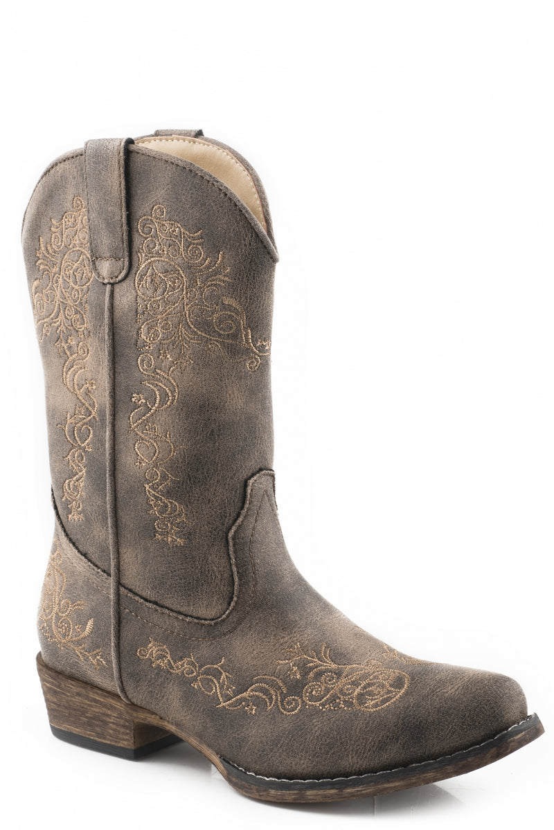 Roper Kids Vintage Brown Embroidered Boots
