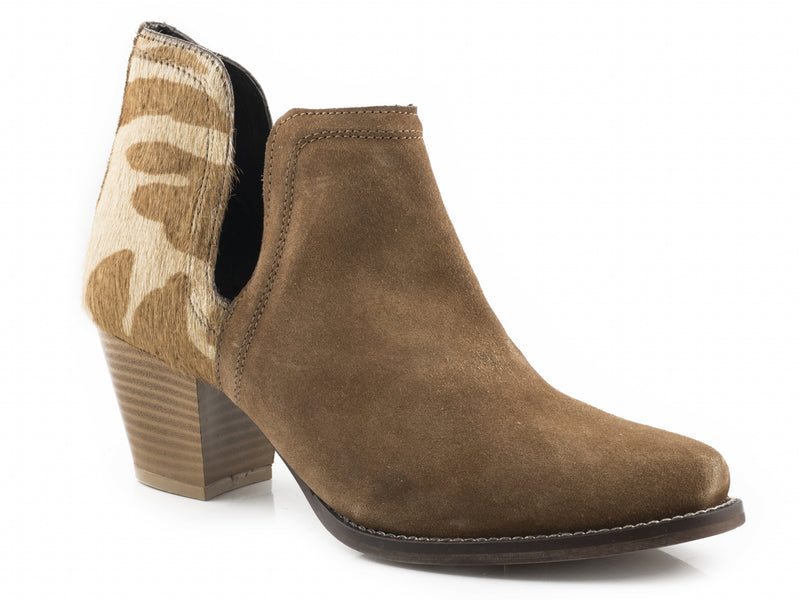 Roper Ladies Cow Hair On Hide Snip Toe Ankle Boots