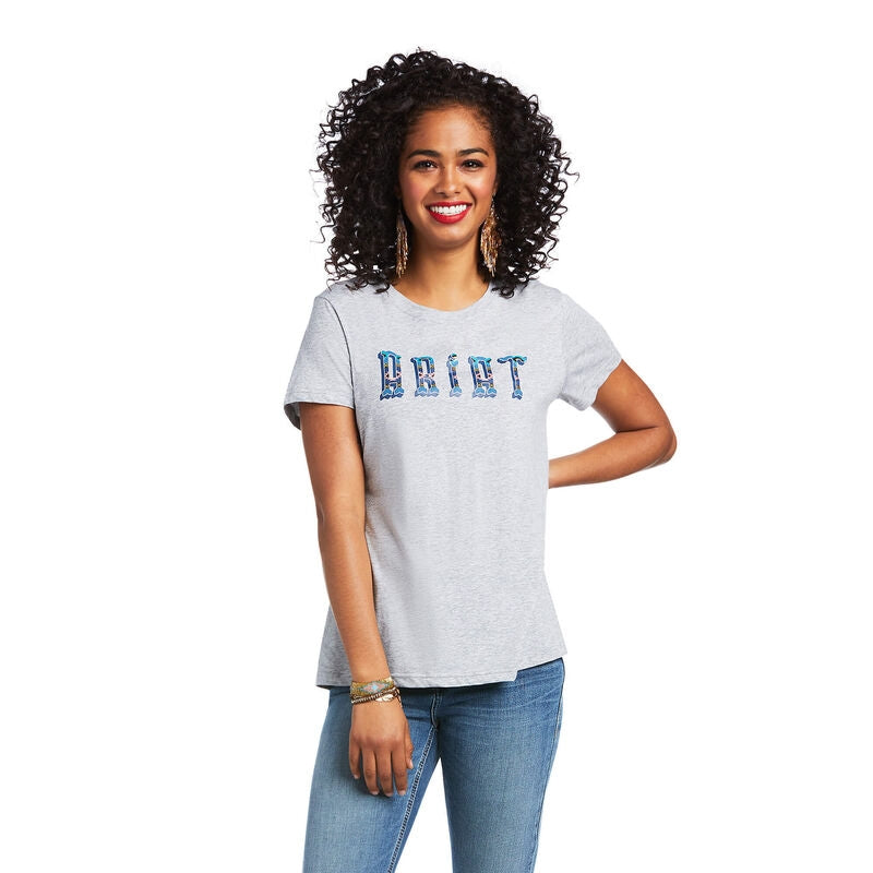 Ariat Ladies REAL Kinship Tee Shirt Large Peach Bl