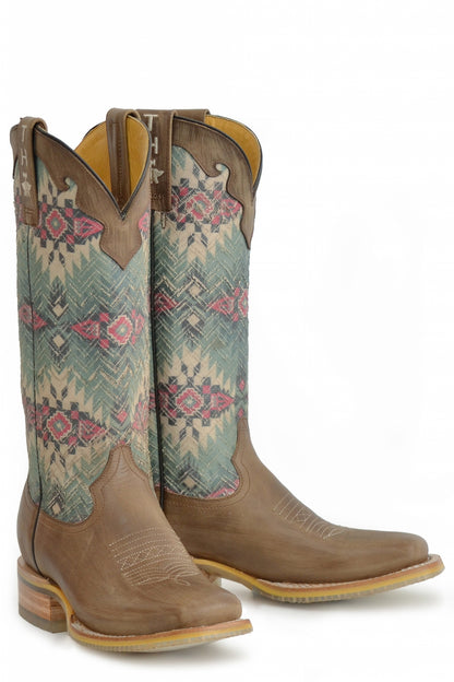 Tin Haul Ladies Square Toe Boots - Southwest Dreamer with Dream Catcher Sole