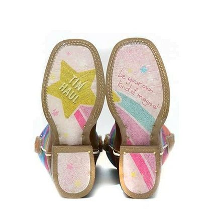 Tin Haul Big Kids Boots - Rainbow Sparkles with Be Your Own Kind of Magical Sole