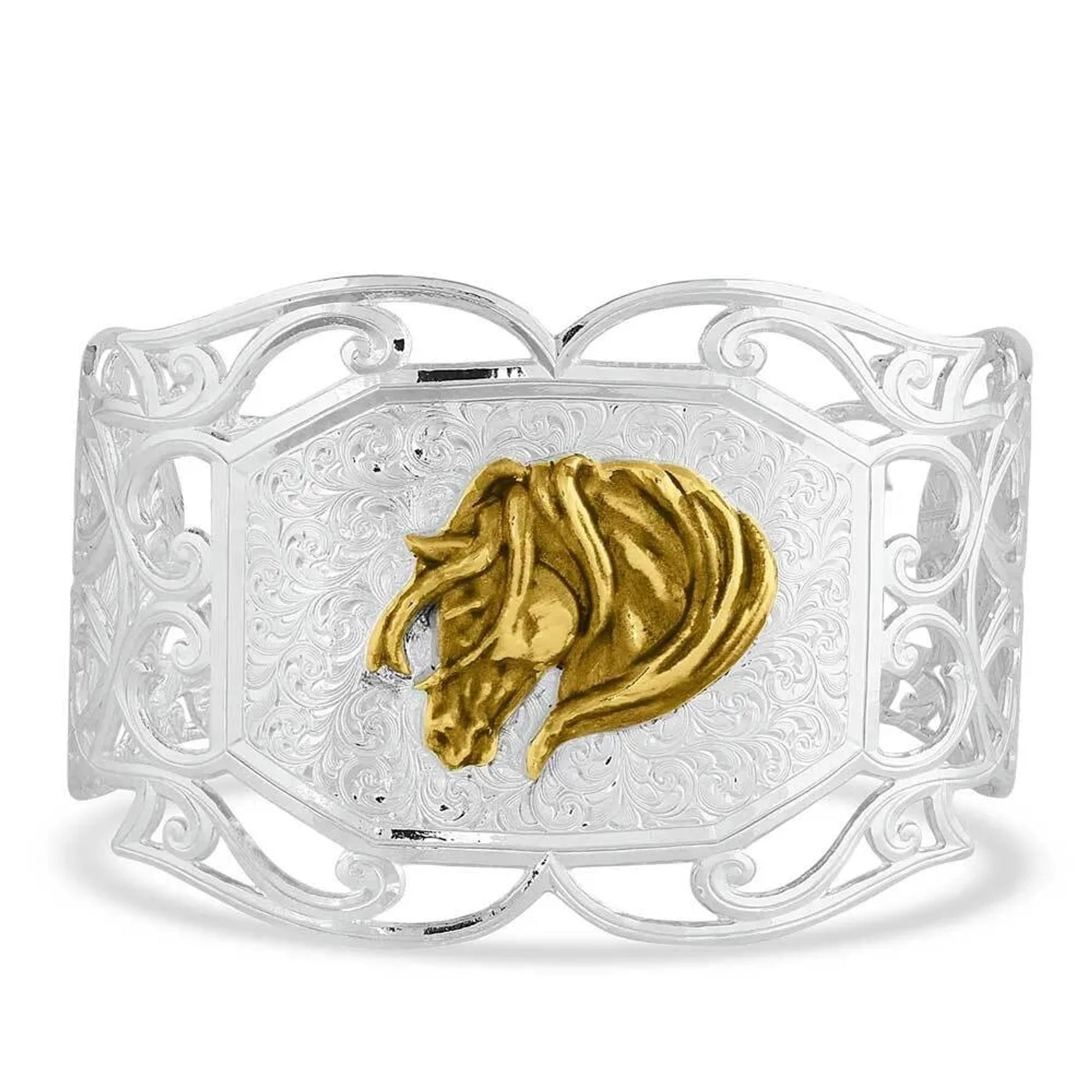 Montana Silversmiths Wide Open Spaces Filigree Cuff Bracelet With Horse Head