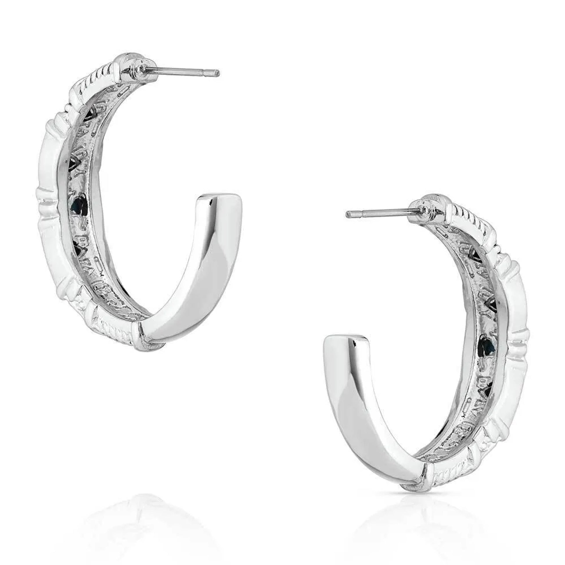 Montana Silversmiths Trilogy Trillion Turquoise Hoop Earrings