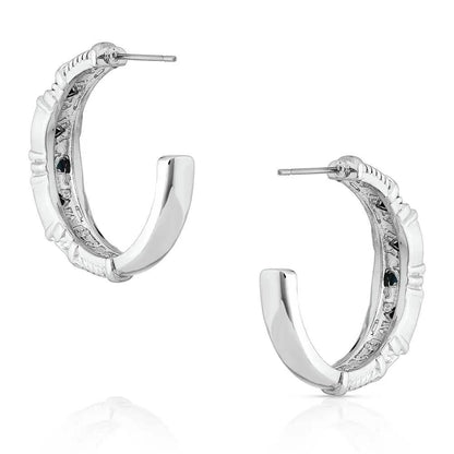 Montana Silversmiths Trilogy Trillion Turquoise Hoop Earrings