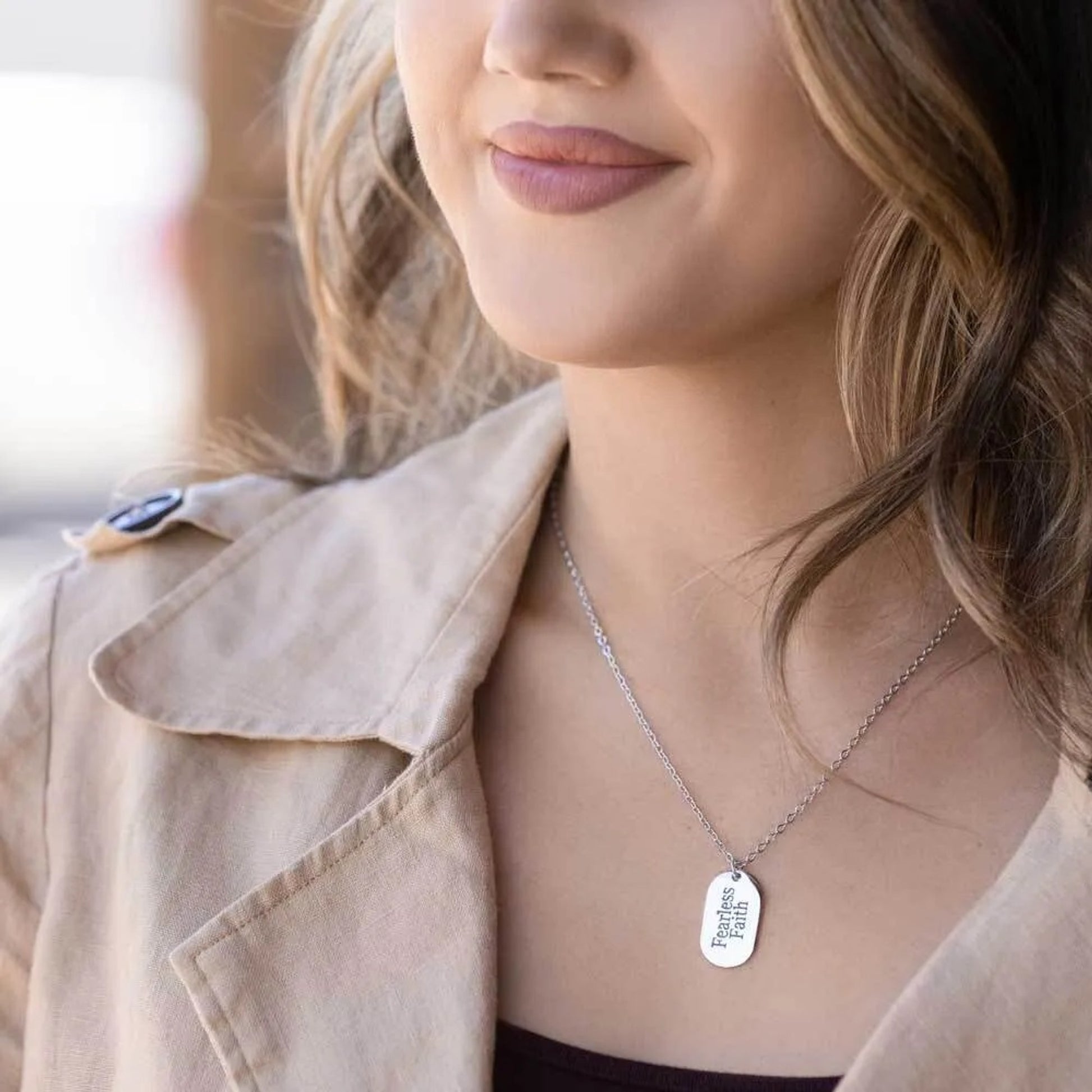 Montana Silversmiths Fearless Faith Bright Dog Tag Necklace