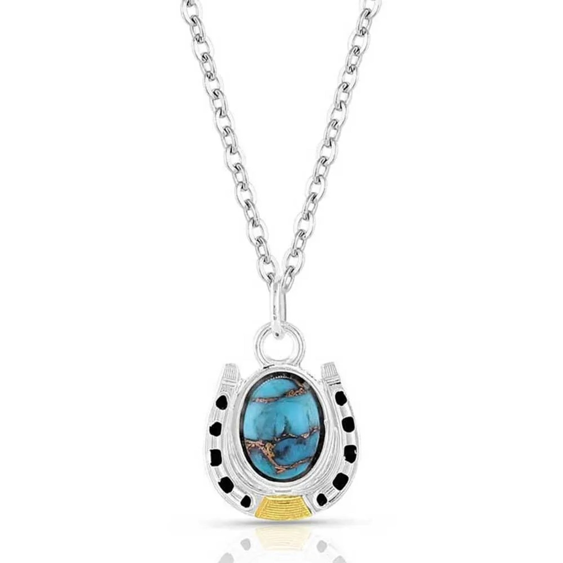 Montana Silversmiths Set In Stone Gold & Turquoise Small Pendant Necklace