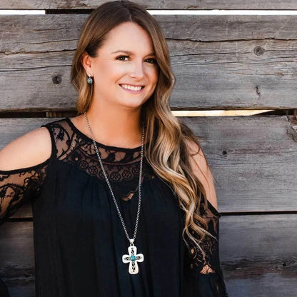 Montana Silversmiths Grounded in Faith Turquoise Cross Necklace