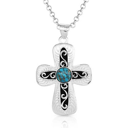 Montana Silversmiths Grounded in Faith Turquoise Cross Necklace