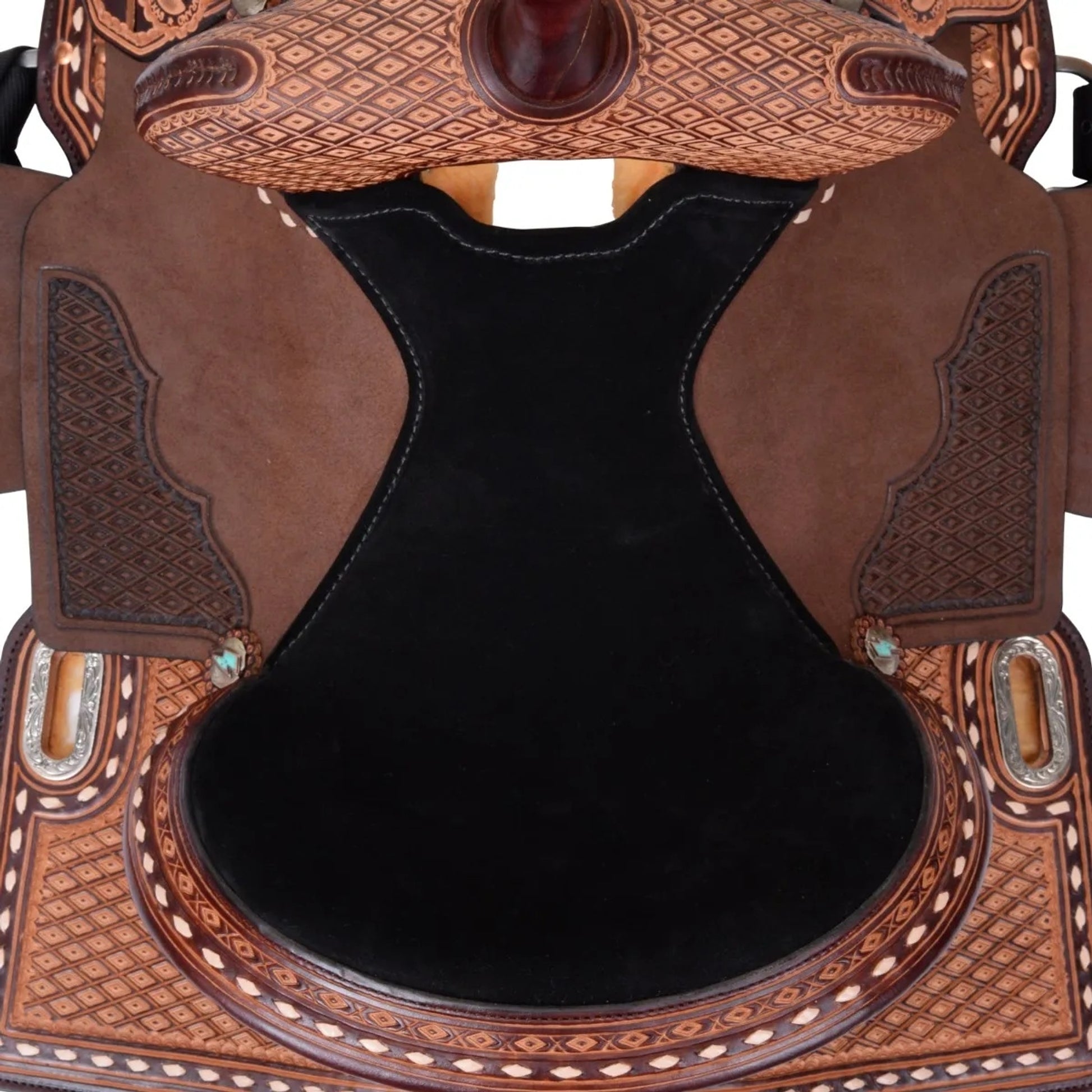 Circle Y Montana Barrel Saddle with 3/4 Sparkling Diamond Tooling