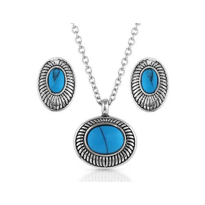 Montana Silversmiths Turq Cameo Jewelry Set 19In
