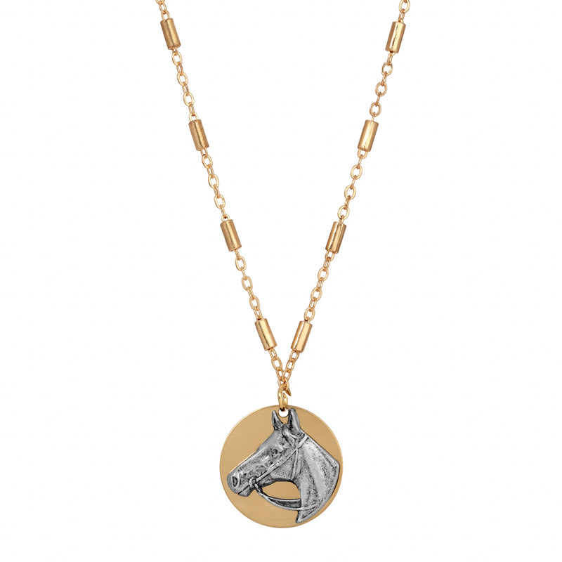 1928 Jewelry Two Tone Horse Head Necklace