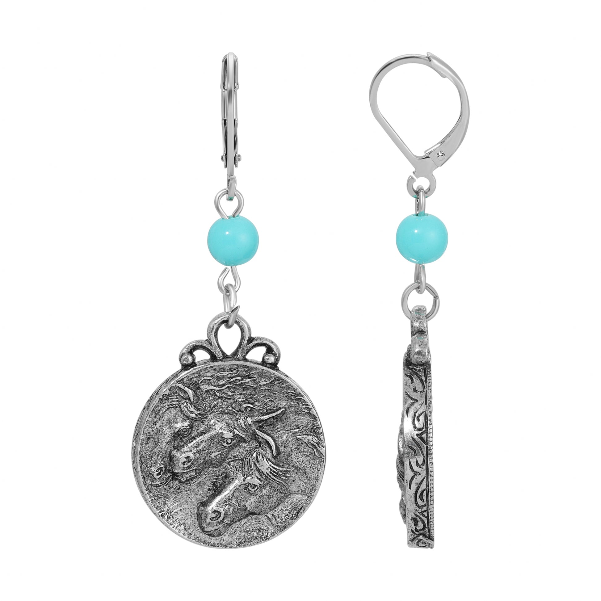 1928 Jewlry Round Drop Horse Head Earrings