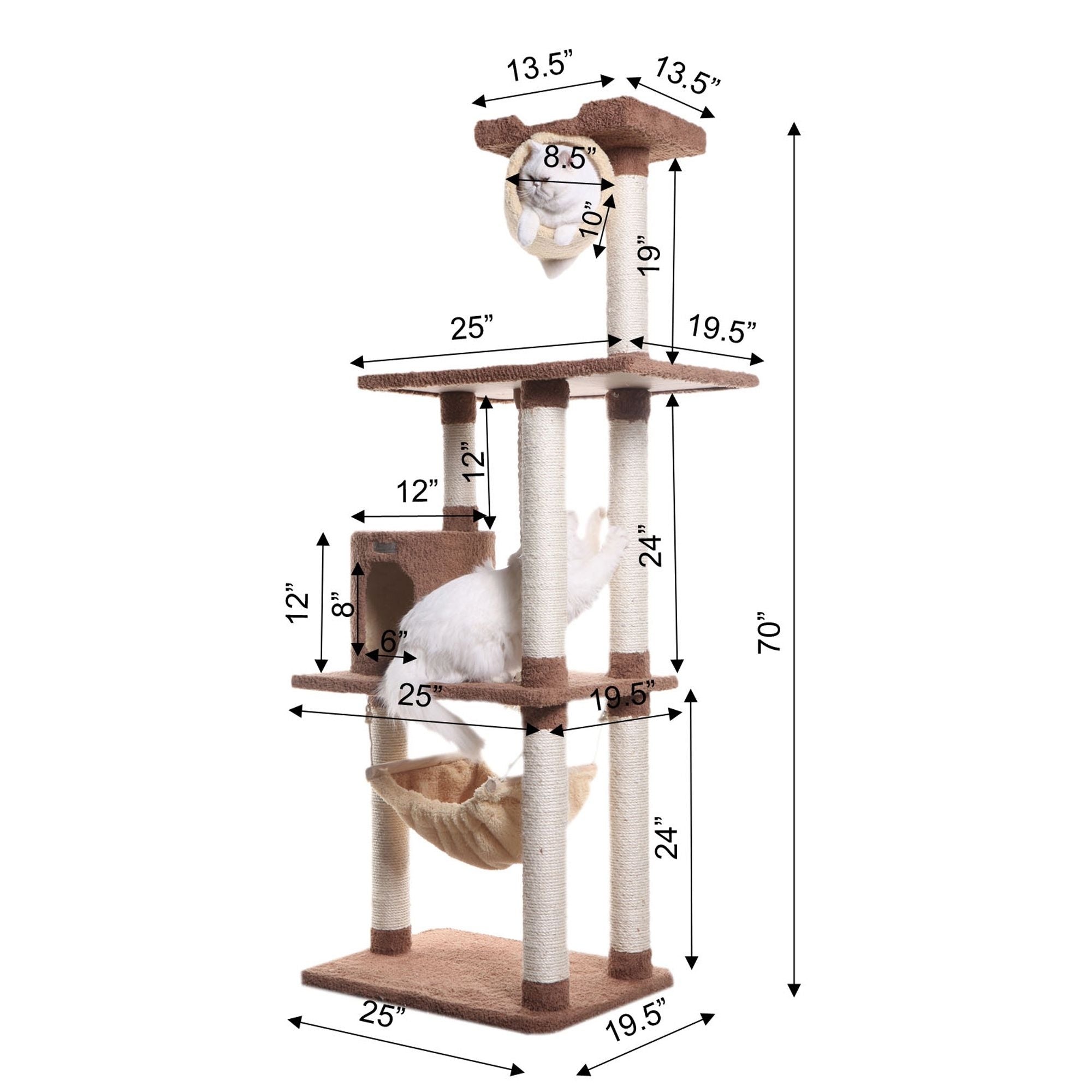 Armarkat Real Wood Cat Tree Model X7001 70in Tan