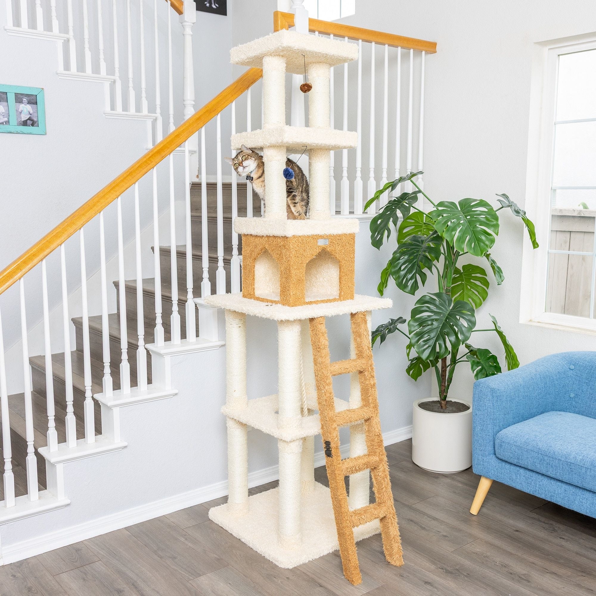 Armarkat Premium Real Wood Cat Tree 84in Beige