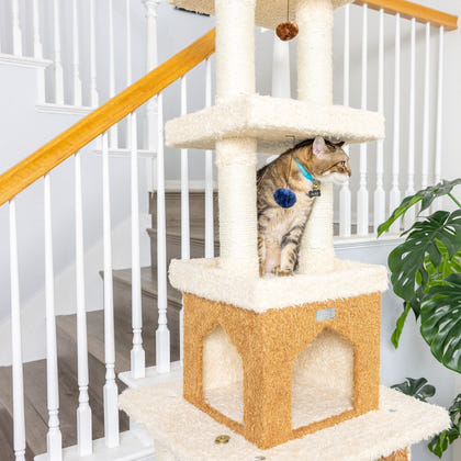 Armarkat Premium Real Wood Cat Tree 84in Beige
