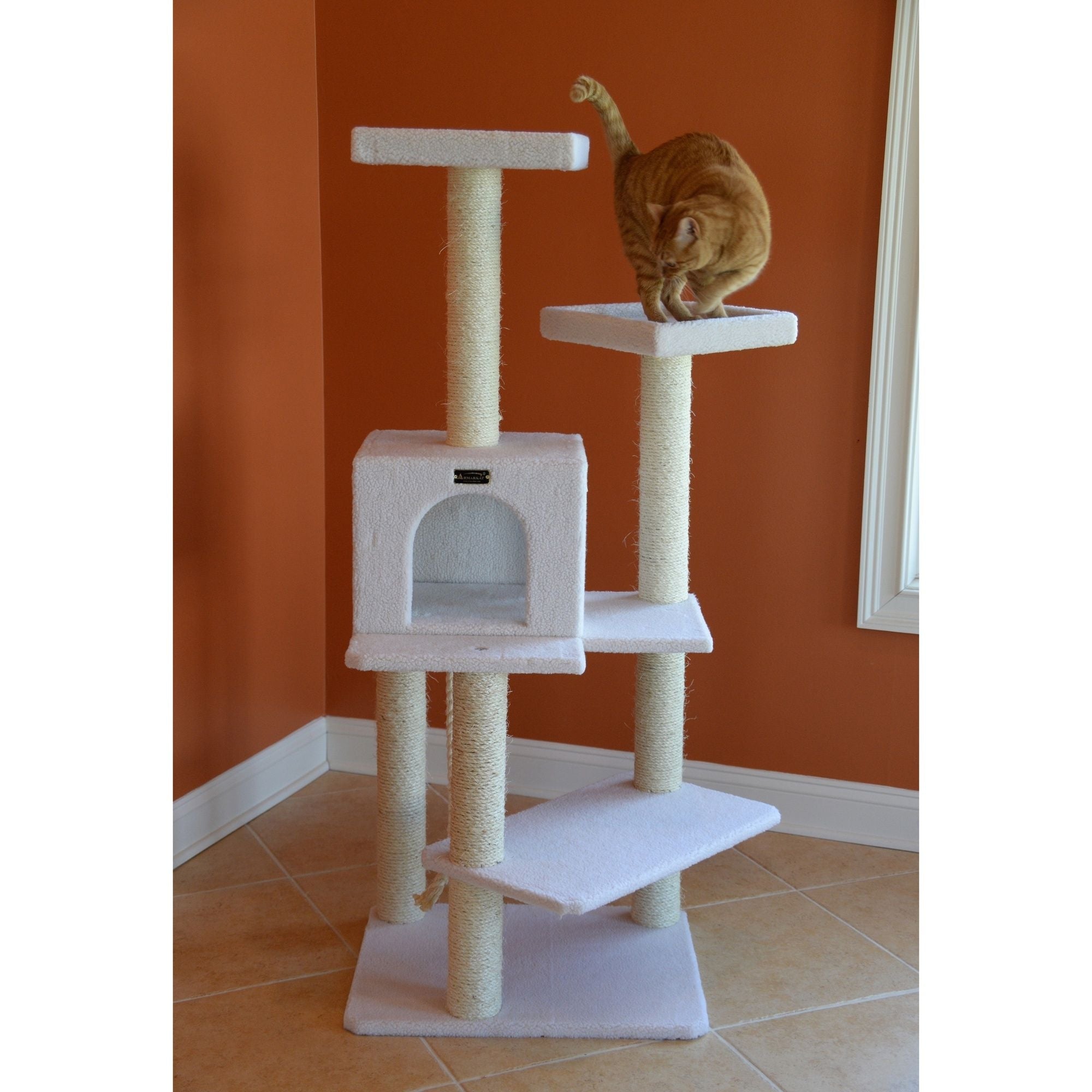 Armarkat Classic Real Wood Cat Tree 57in Ivory