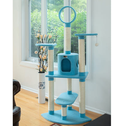 Armarkat Classic Real Wood Cat Tree 66in Blue