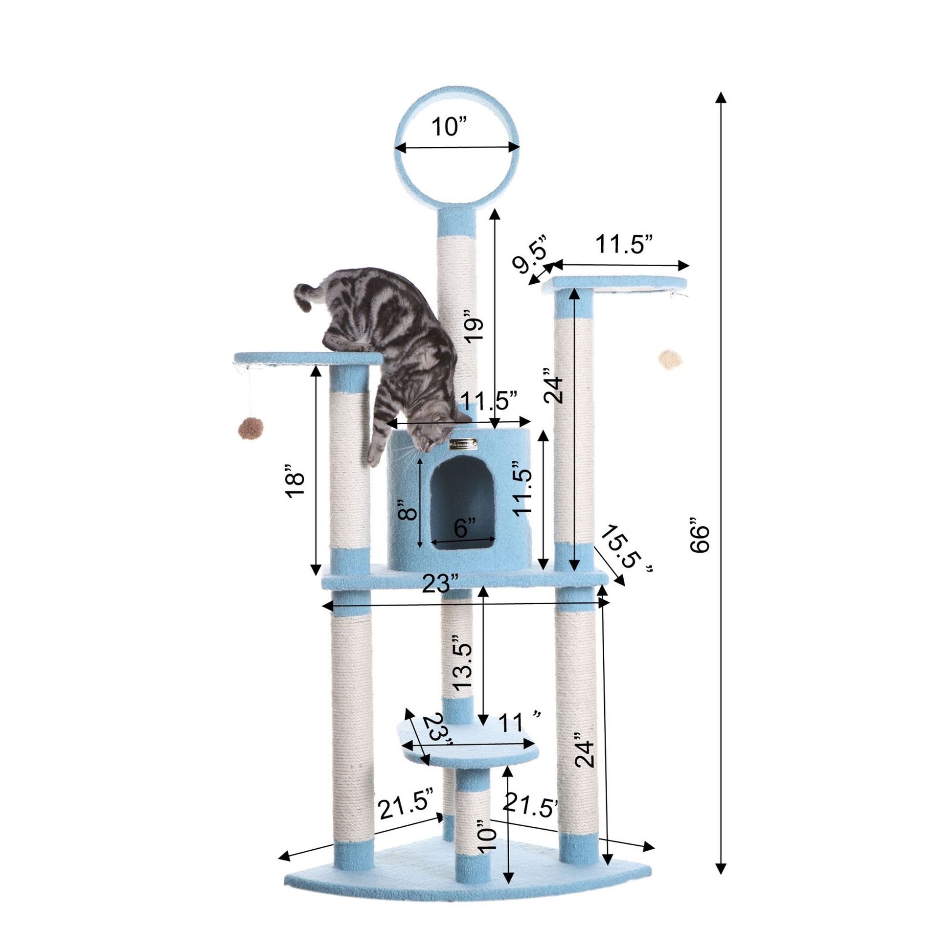 Armarkat Classic Real Wood Cat Tree 66in Blue