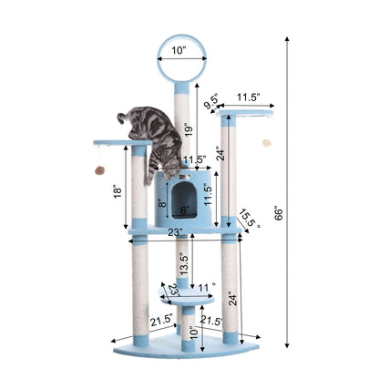 Armarkat Classic Real Wood Cat Tree 66in Blue