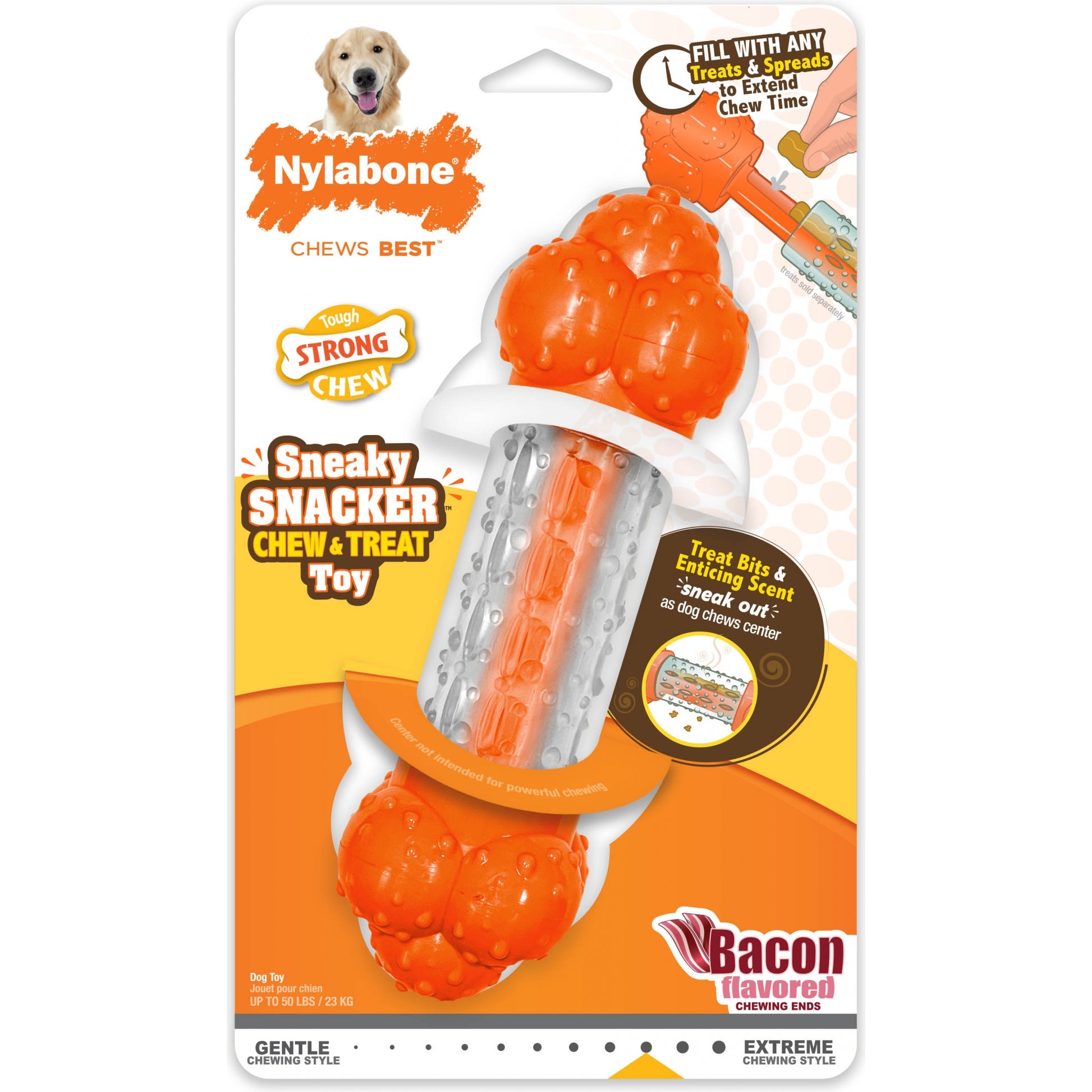 Nylabone Strong Chew Sneaky Snacker Wolf Bacon