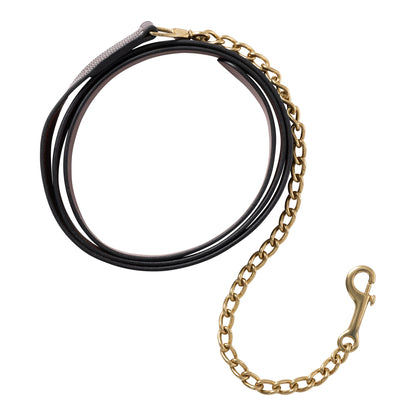 Huntley Fancy Stitched Traditional Leather Lead with Brass chain
