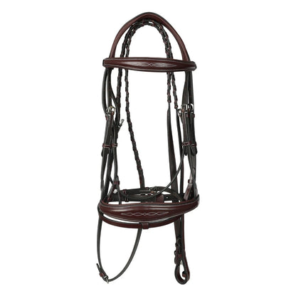 Henri de Rivel Jamaika Pro Anatomical Fancy Raised Wide Flash Noseband Bridle with Raised Laced Reins