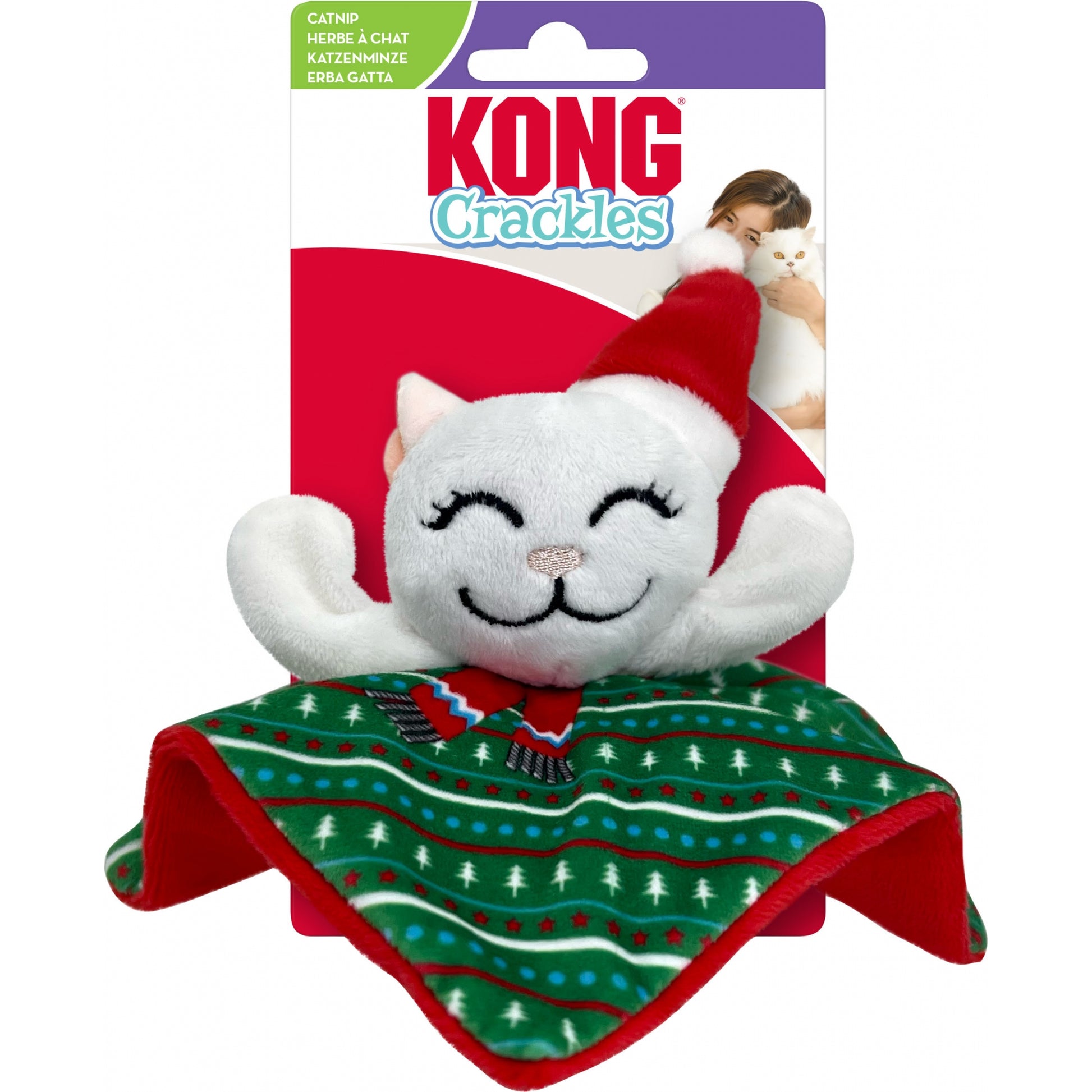 KONG Holiday Crackles Santa Kitty Cat Toy