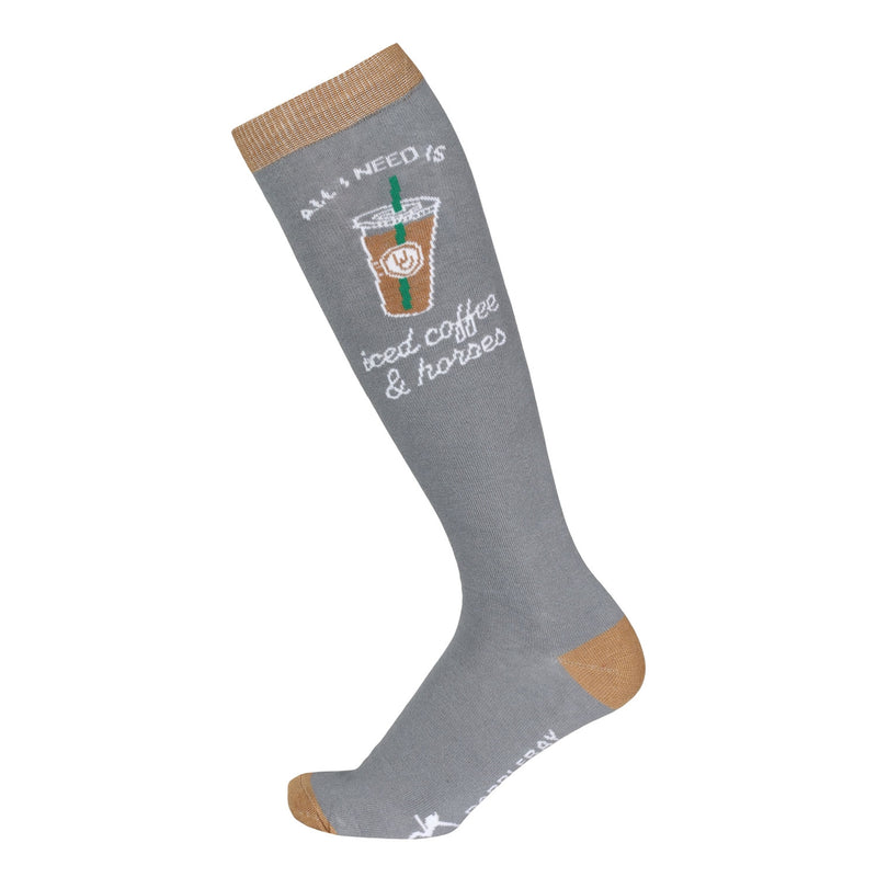 Dapplebay Iced Coffee & Horses Knit Boot Socks