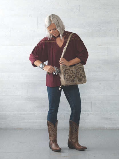 American West Annie's Secret Zip-Top Shoulder Bag with Conceal Carry Pocket