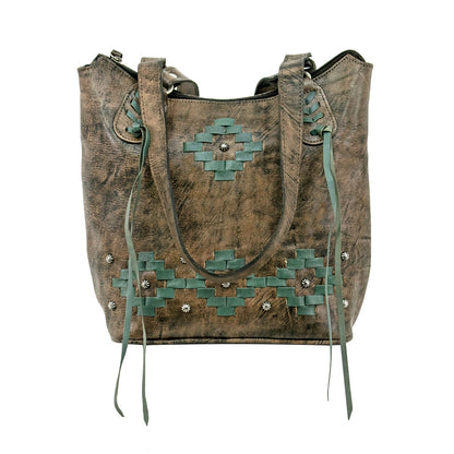 American West Tribal Weave Zip-Top Bucket Tote
