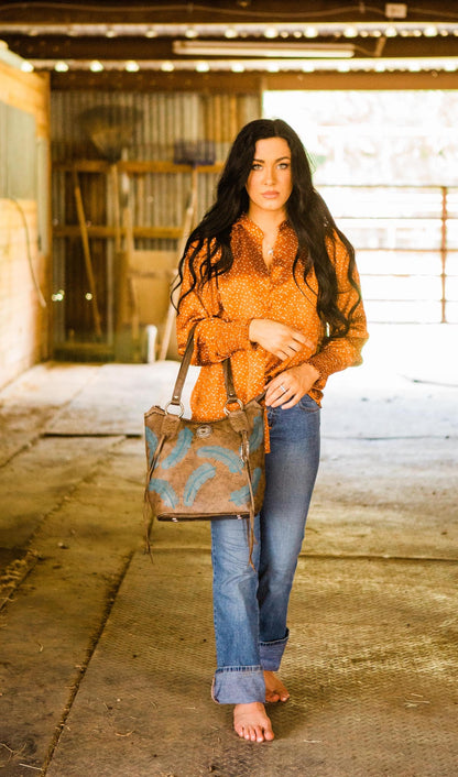 American West Sacred Bird Zip Top Bucket Tote