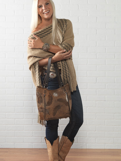 American West Sacred Bird Zip Top Bucket Tote