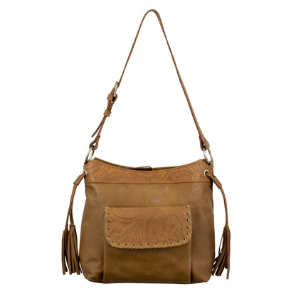 American West Waxed Leather Zip Top Shoulder Bag