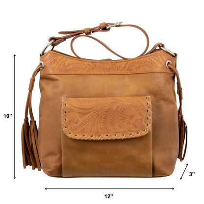 American West Waxed Leather Zip Top Shoulder Bag